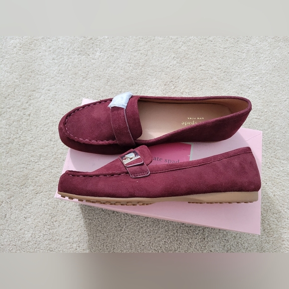 KATE SPADE NEW YORK Camellia Suede Loafers 'Dark Merlot' Burgundy Size 7.5 B - Picture 5 of 8